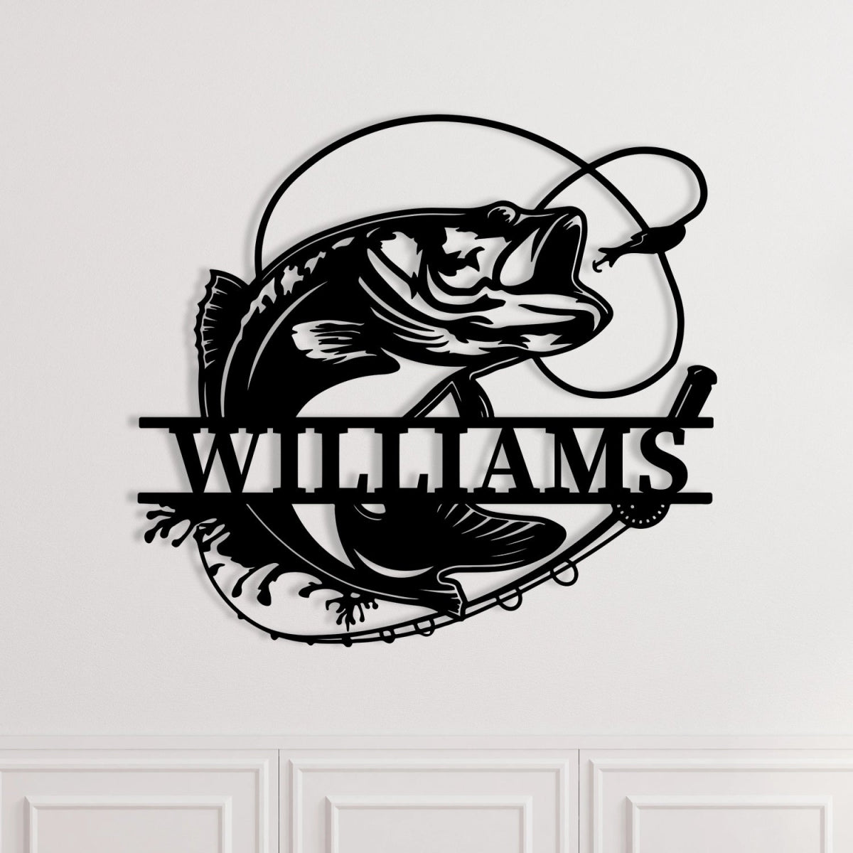 Personalized Metal Wall Art Decor - Fishing Theme Outdoor Garden Sign with Custom Name - Image 2