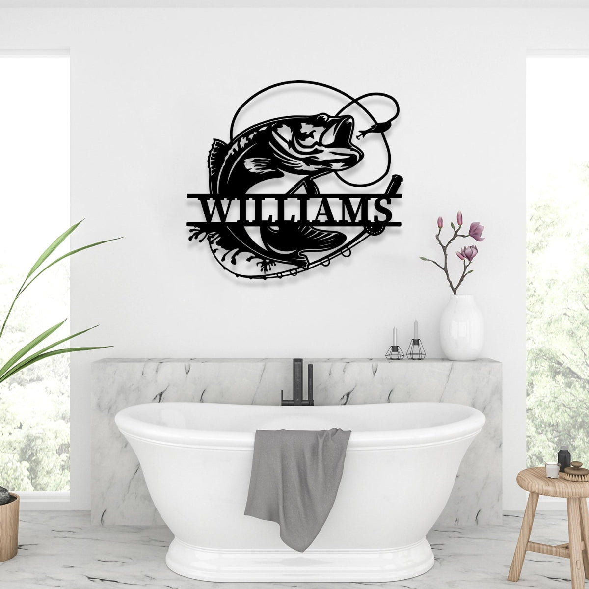 Personalized Metal Wall Art Decor - Fishing Theme Outdoor Garden Sign with Custom Name - Image 5