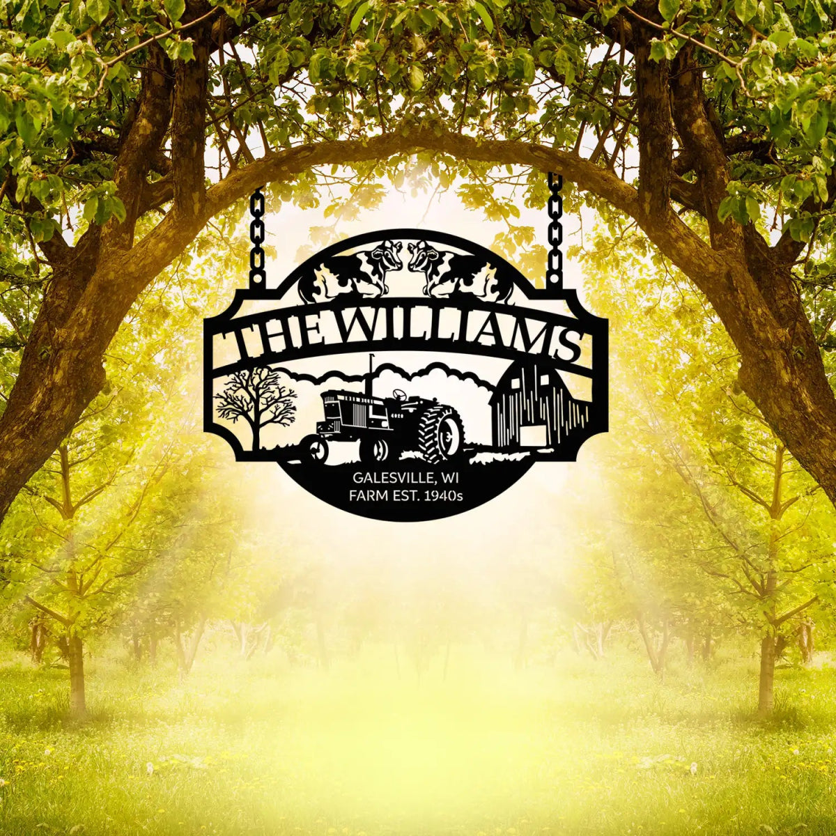 Rustic Tractor and Farm Entrance Sign - The Williams EST 1940s - Image 3