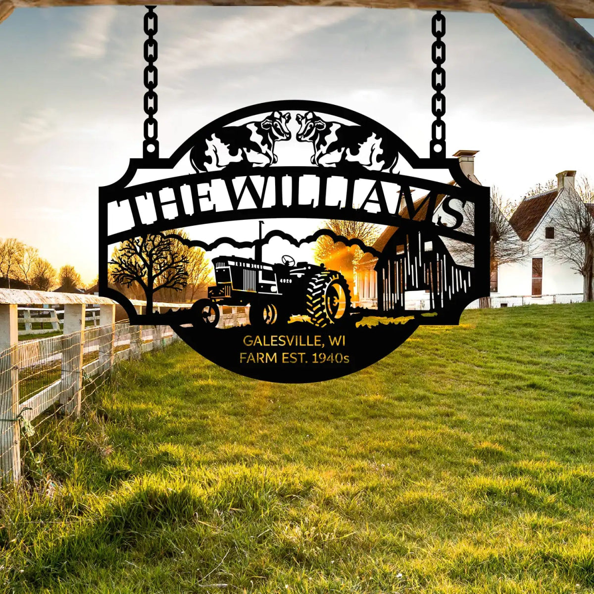 Rustic Tractor and Farm Entrance Sign - The Williams EST 1940s - Image 2