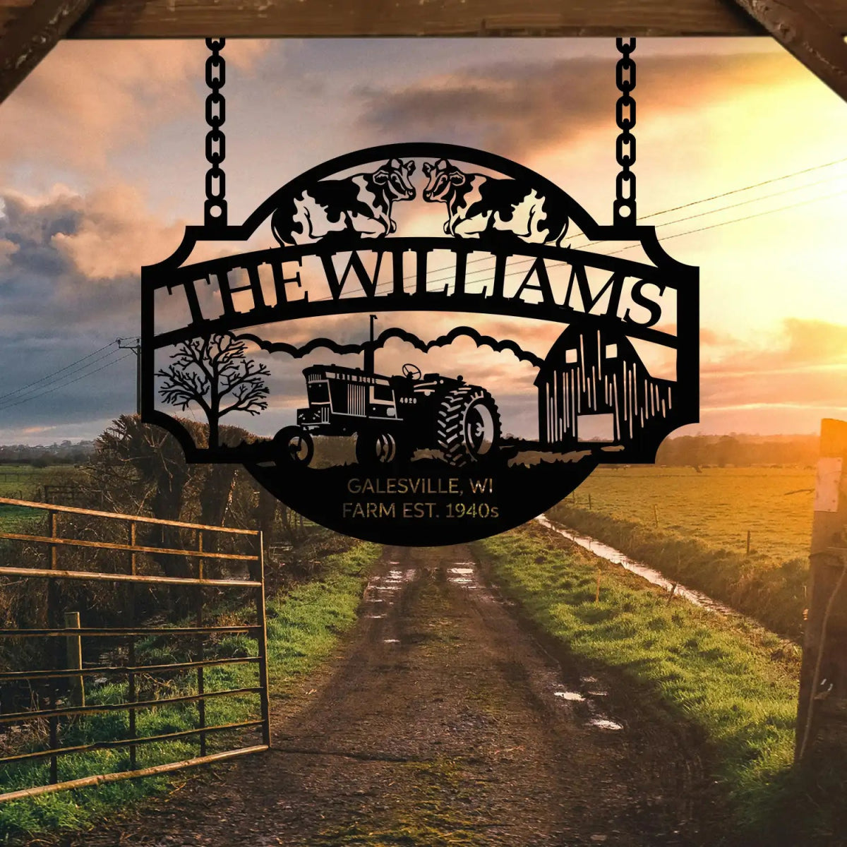 Rustic Tractor and Farm Entrance Sign - The Williams EST 1940s - Image 5