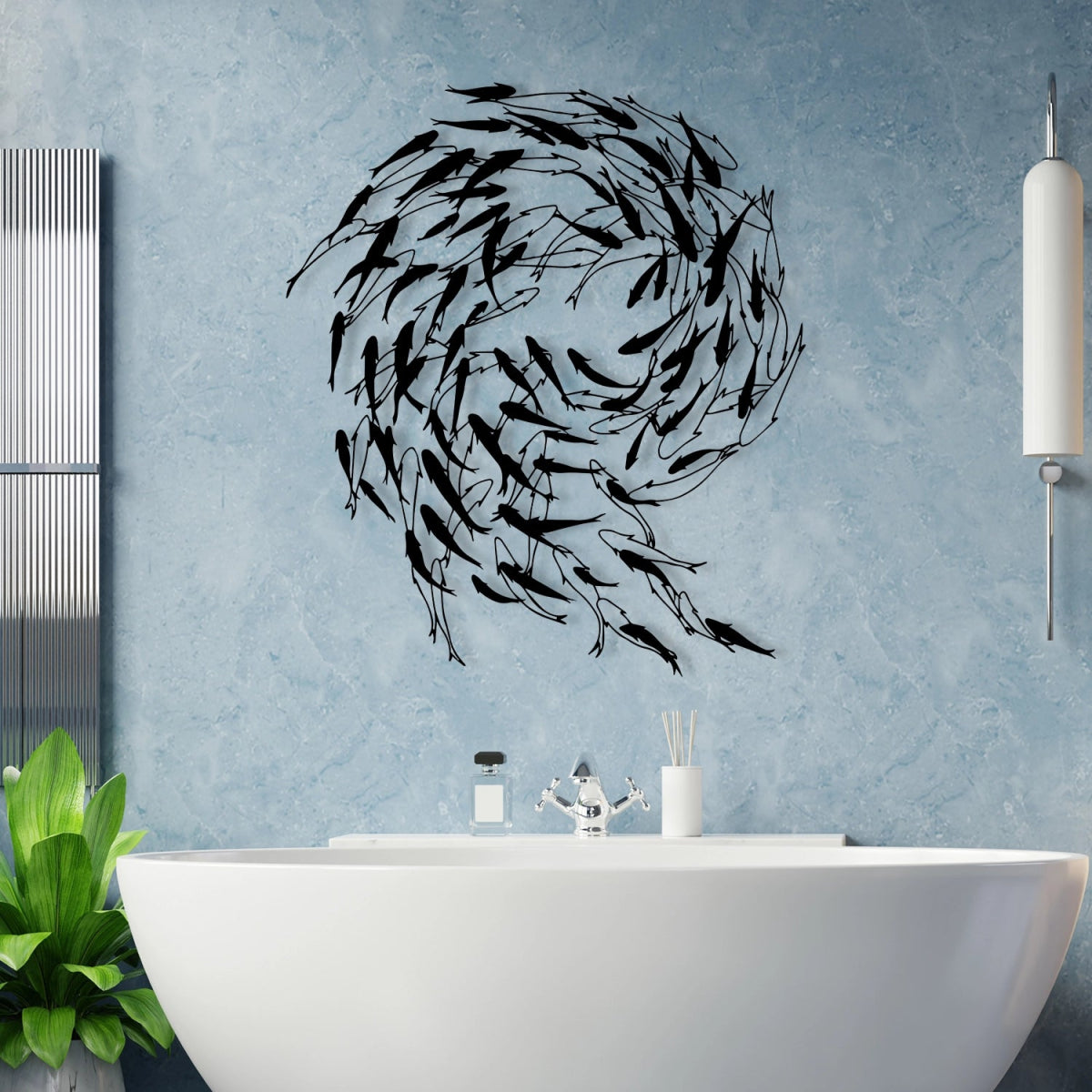 Swirling Fish Metal Wall Art - Image 2