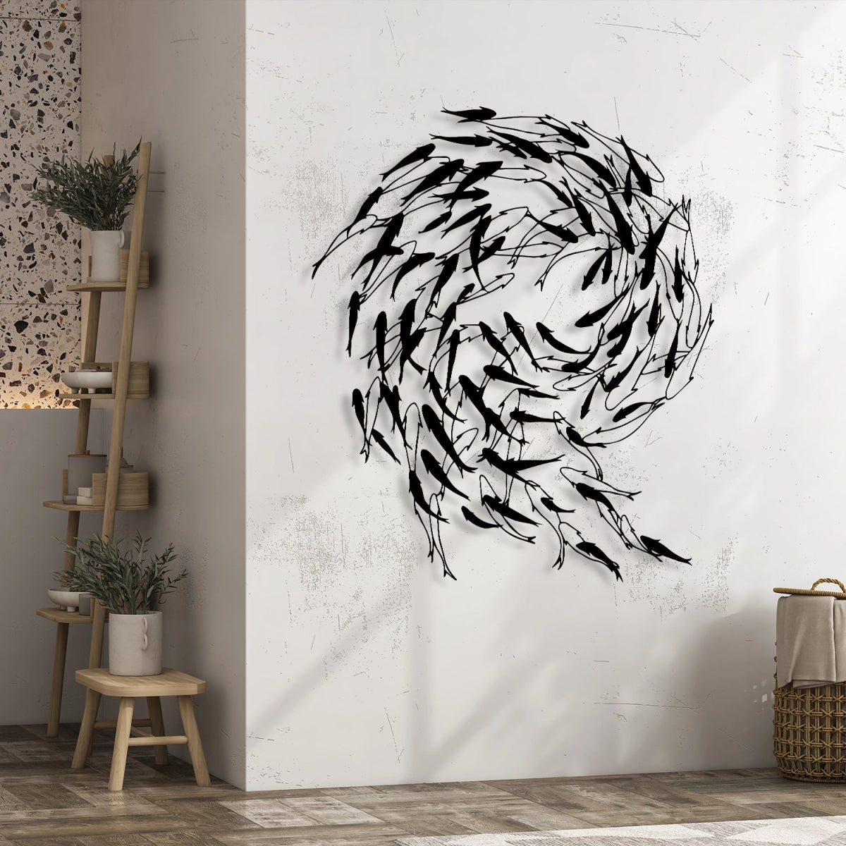 Swirling Fish Metal Wall Art - Image 3