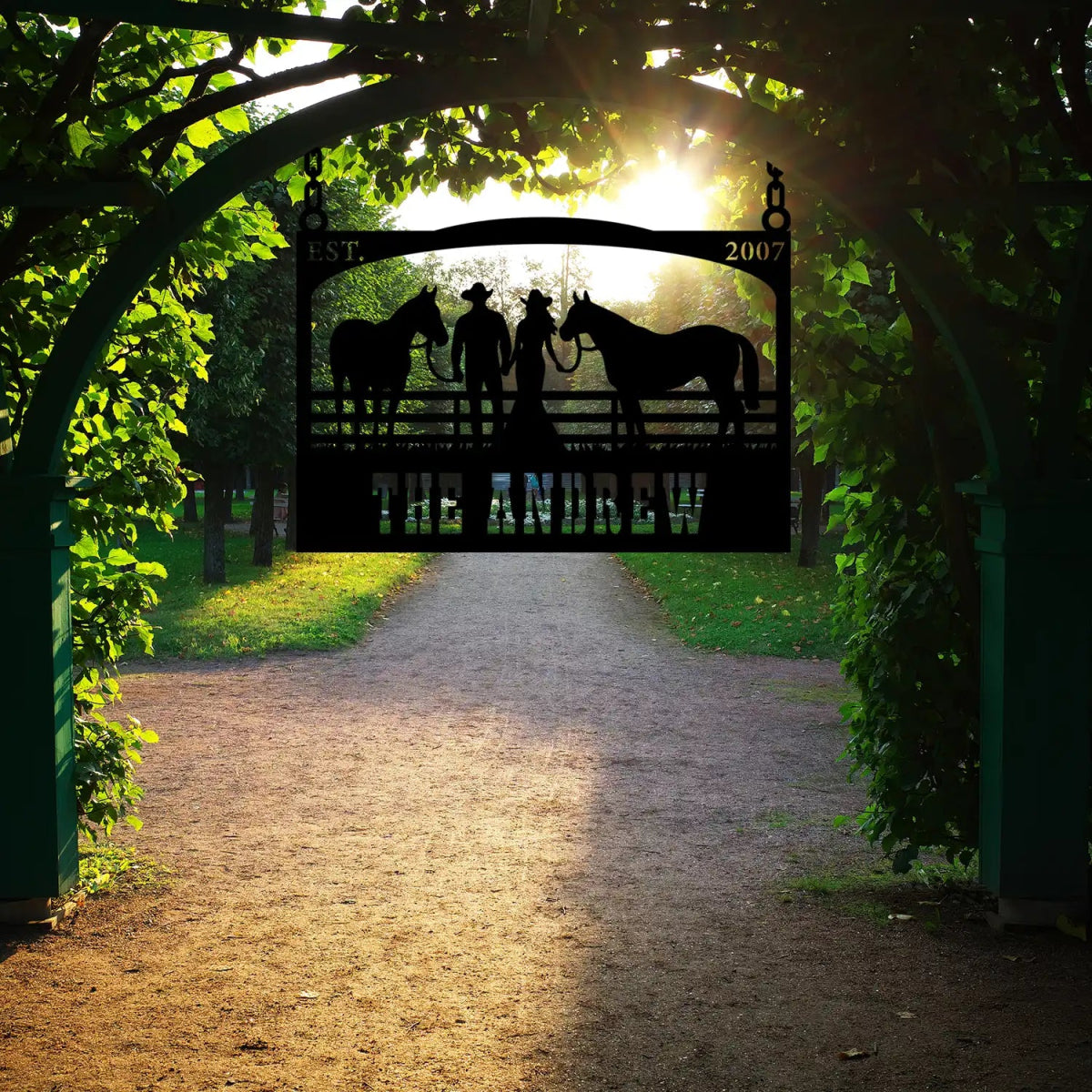 The Andrew Custom Metal Farm Sign - Cowboy and Horses Metal Farm Sign - Image 5