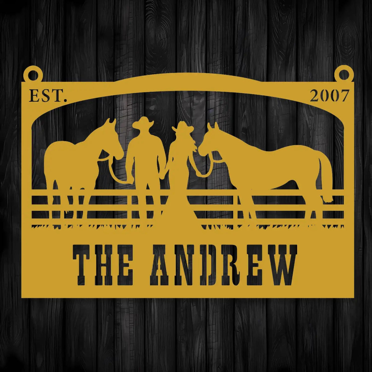 The Andrew Custom Metal Farm Sign - Cowboy and Horses Metal Farm Sign - Image 7