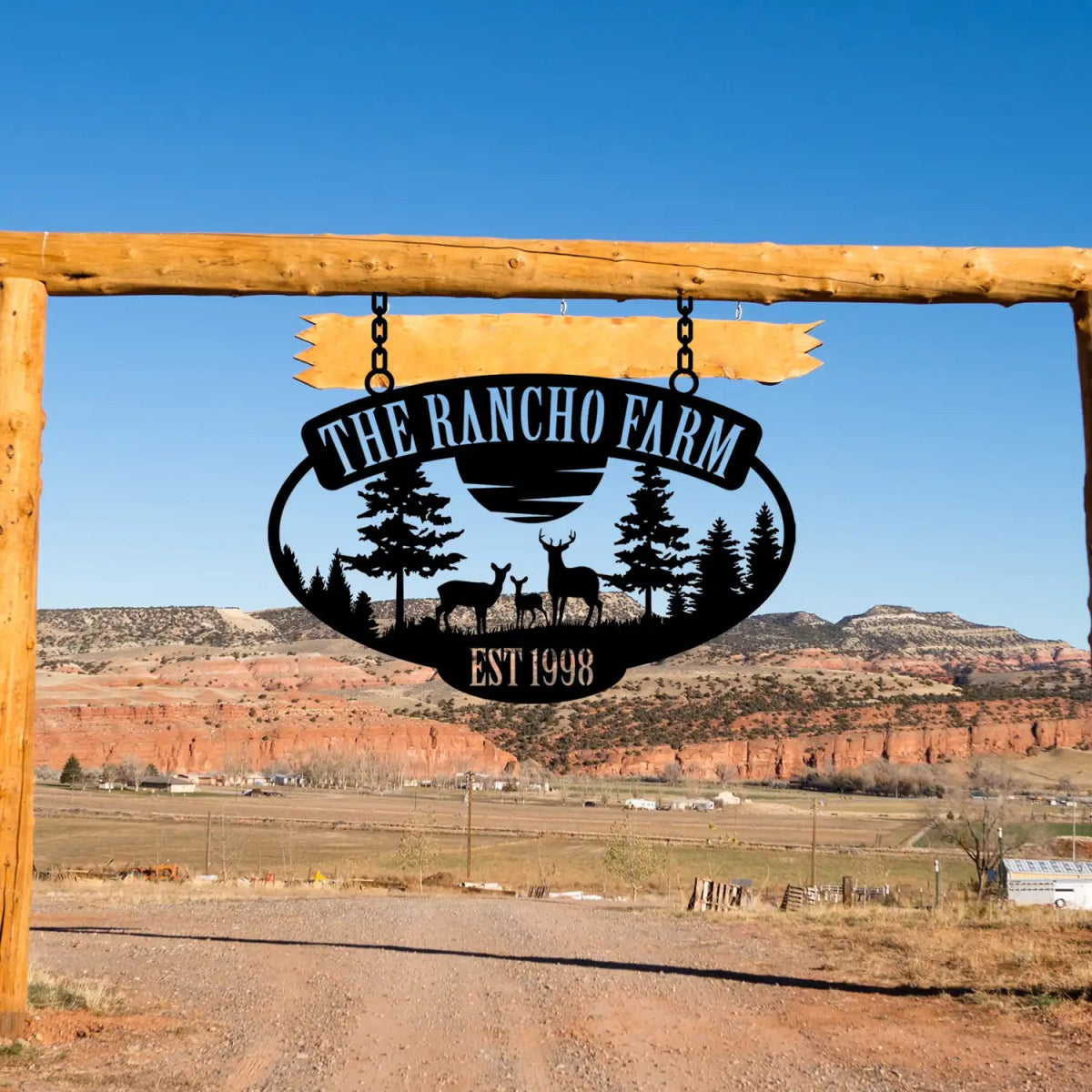 The Rancho Farm Custom Metal Sign with Wildlife and Trees - Image 4