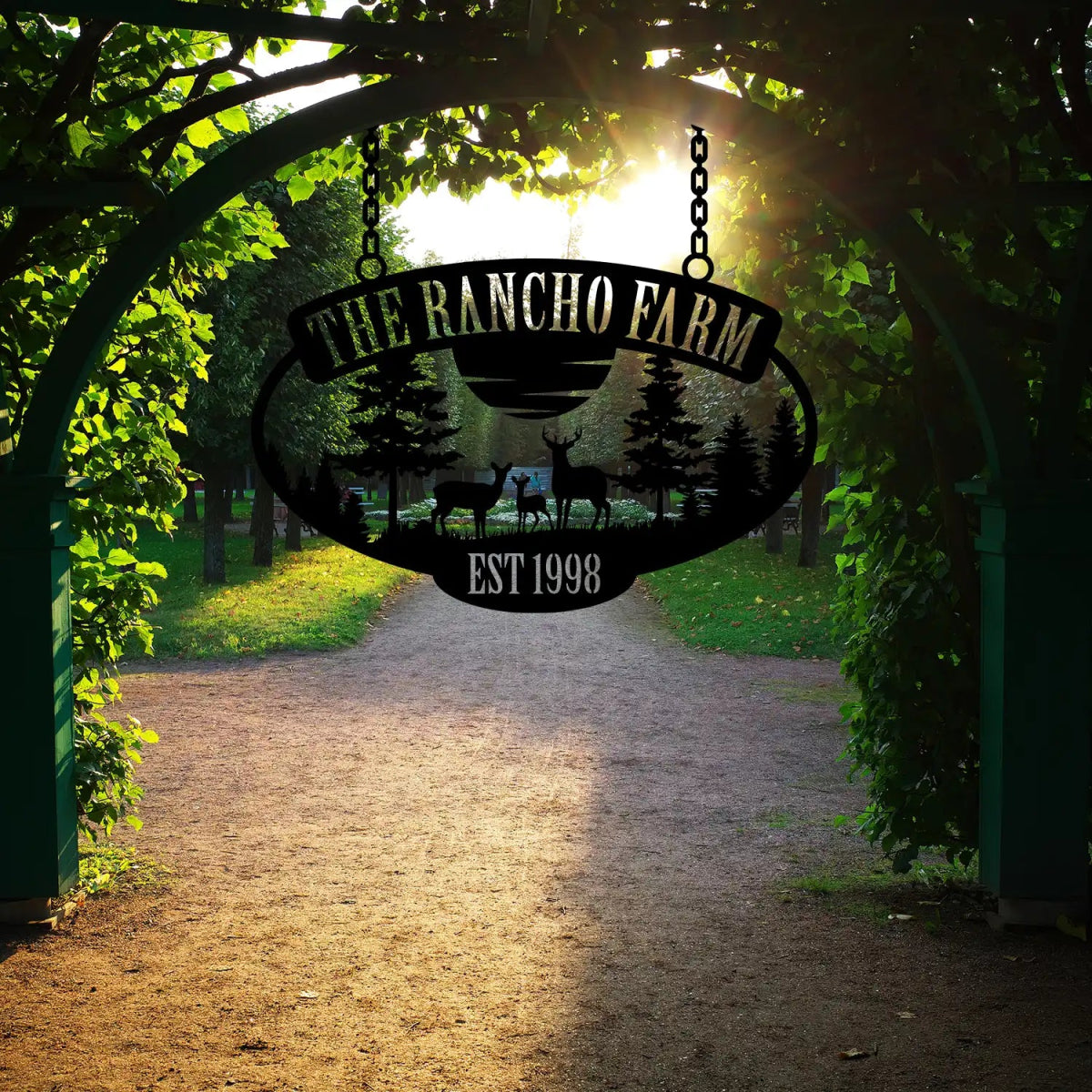 The Rancho Farm Custom Metal Sign with Wildlife and Trees - Image 6
