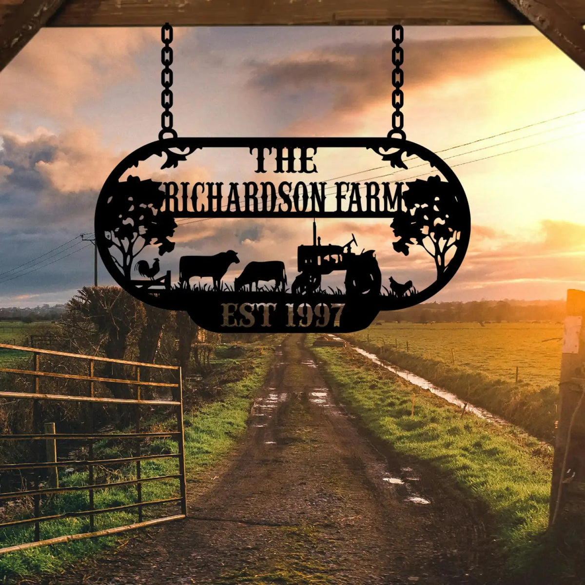 The Richardson Farm Custom Metal Sign - EST 1997 with Farm Animals - Image 2
