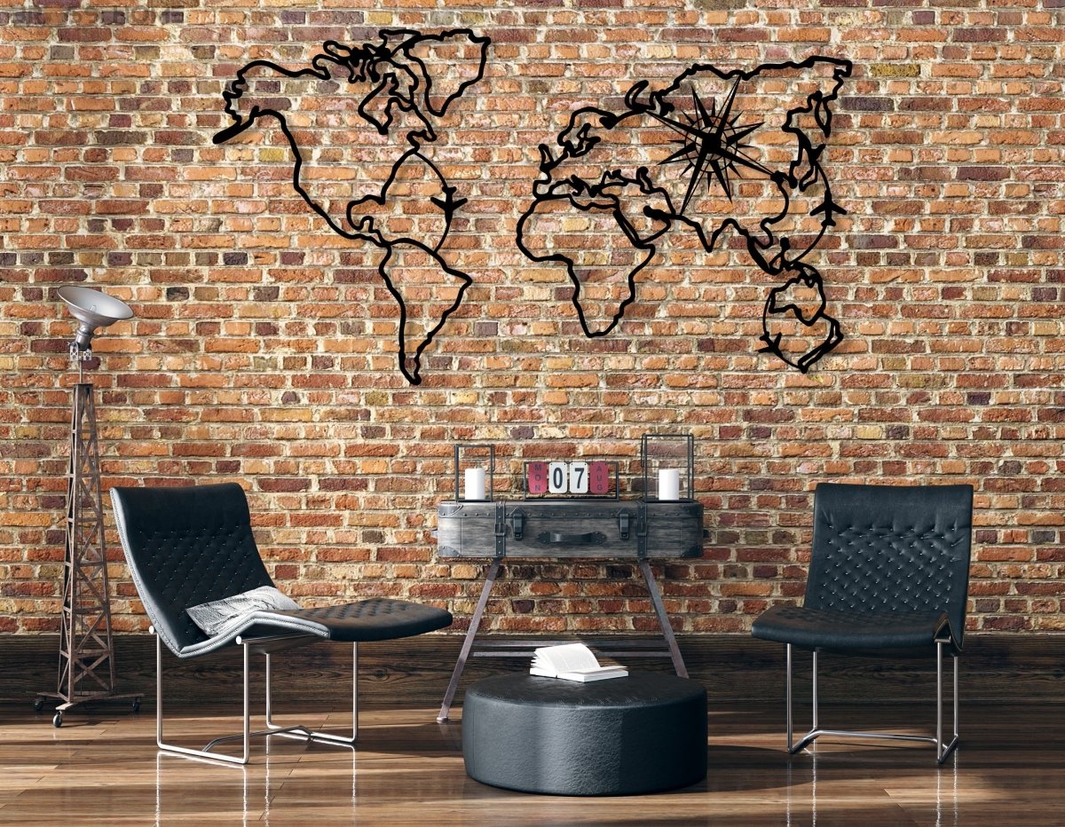World Map Compass Wall Art - Image 6