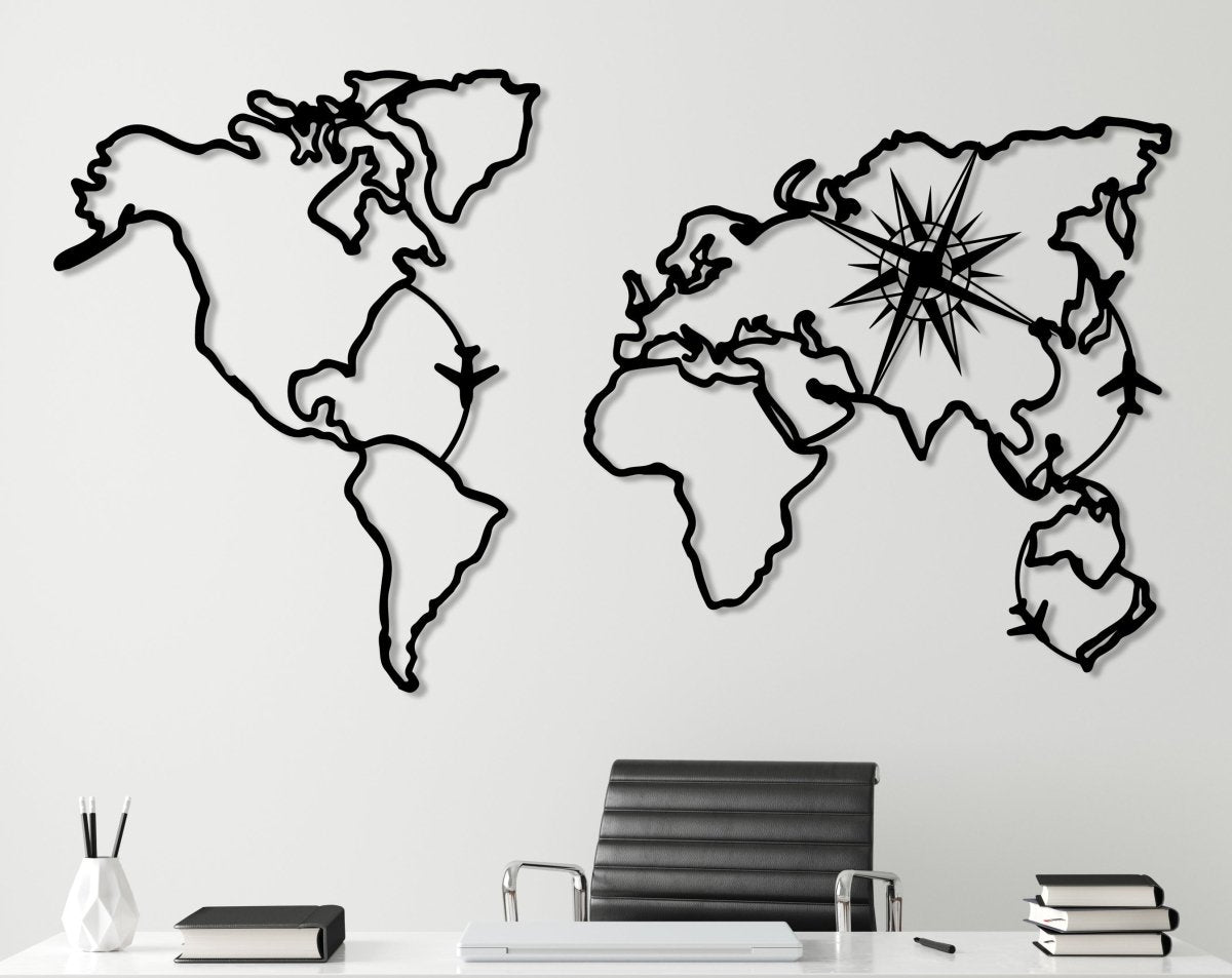 World Map Compass Wall Art - Image 3