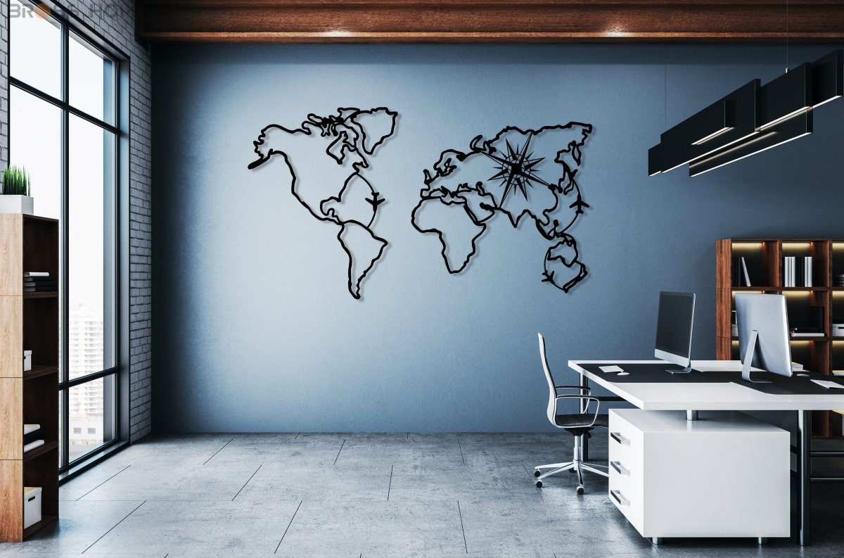World Map Compass Wall Art - Image 7