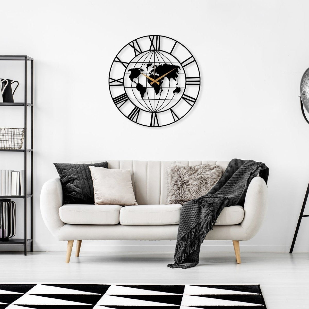 World Map Metal Wall Clock - Image 2