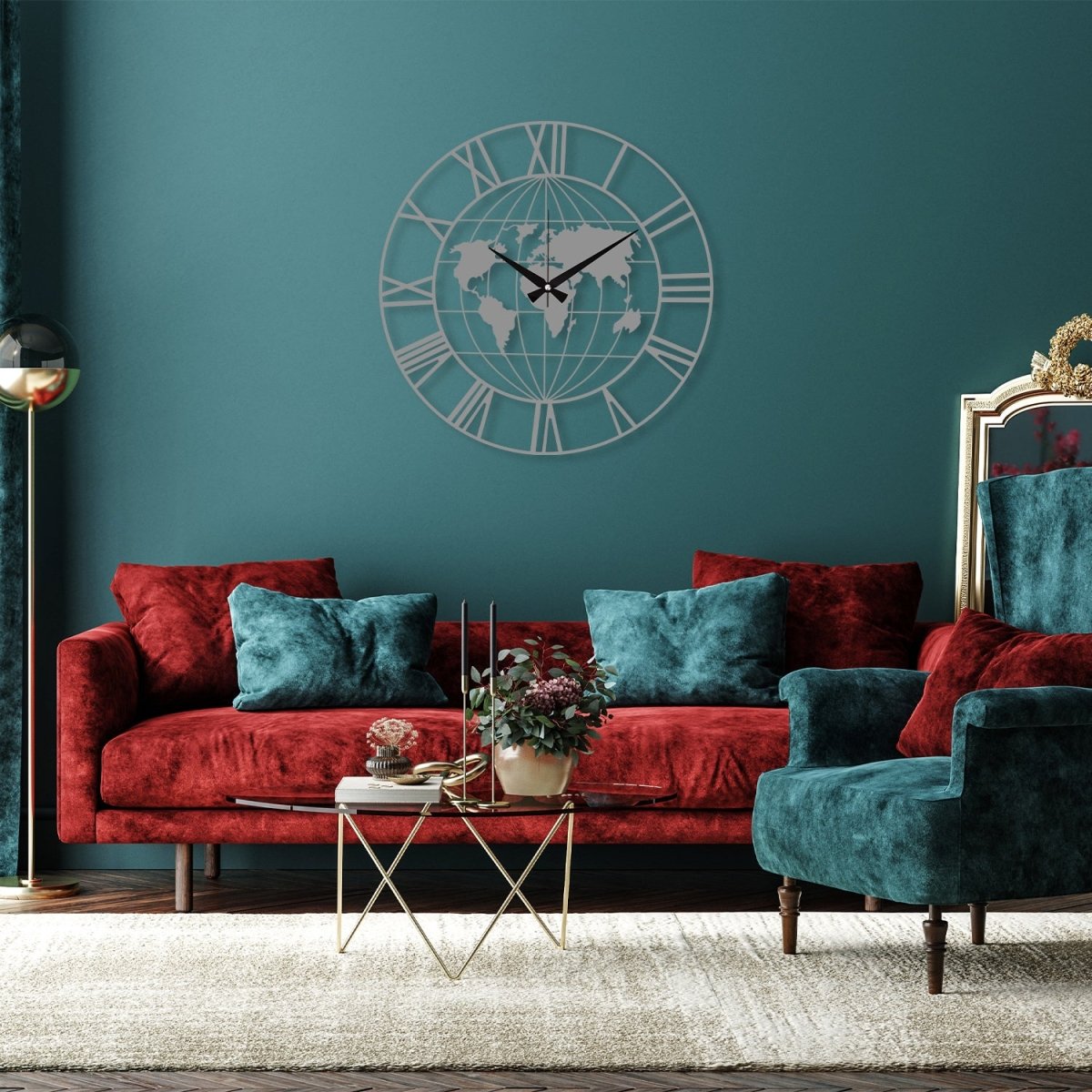 World Map Metal Wall Clock - Image 7