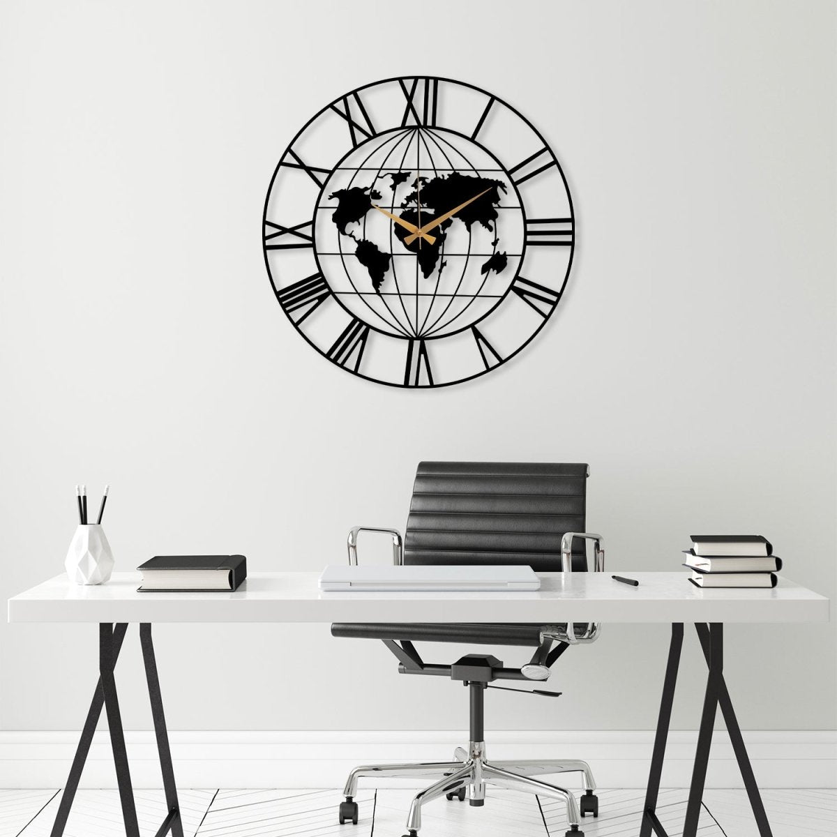 World Map Metal Wall Clock - Image 6
