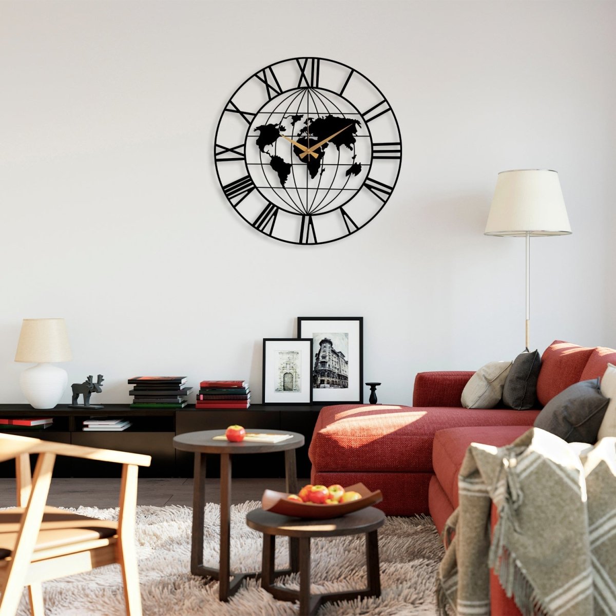 World Map Metal Wall Clock - Image 4