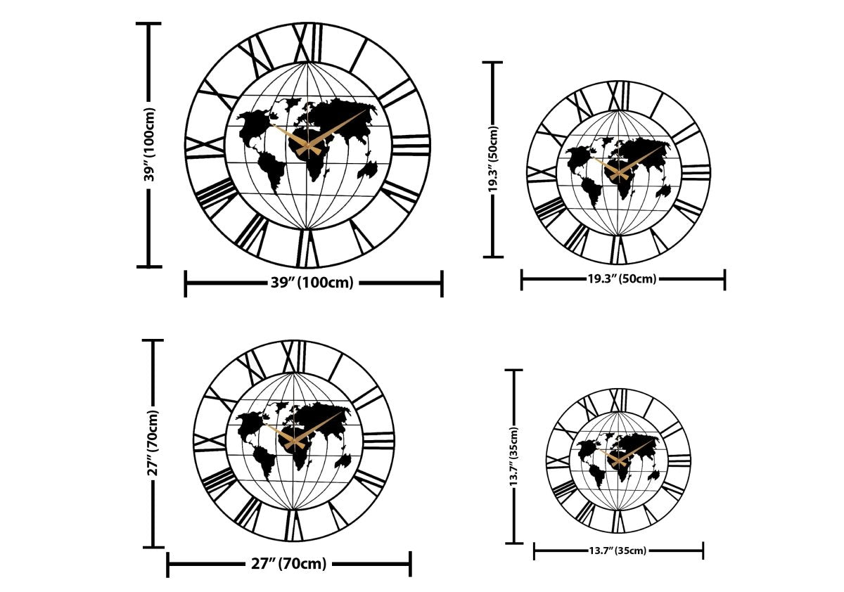 World Map Metal Wall Clock - Image 9