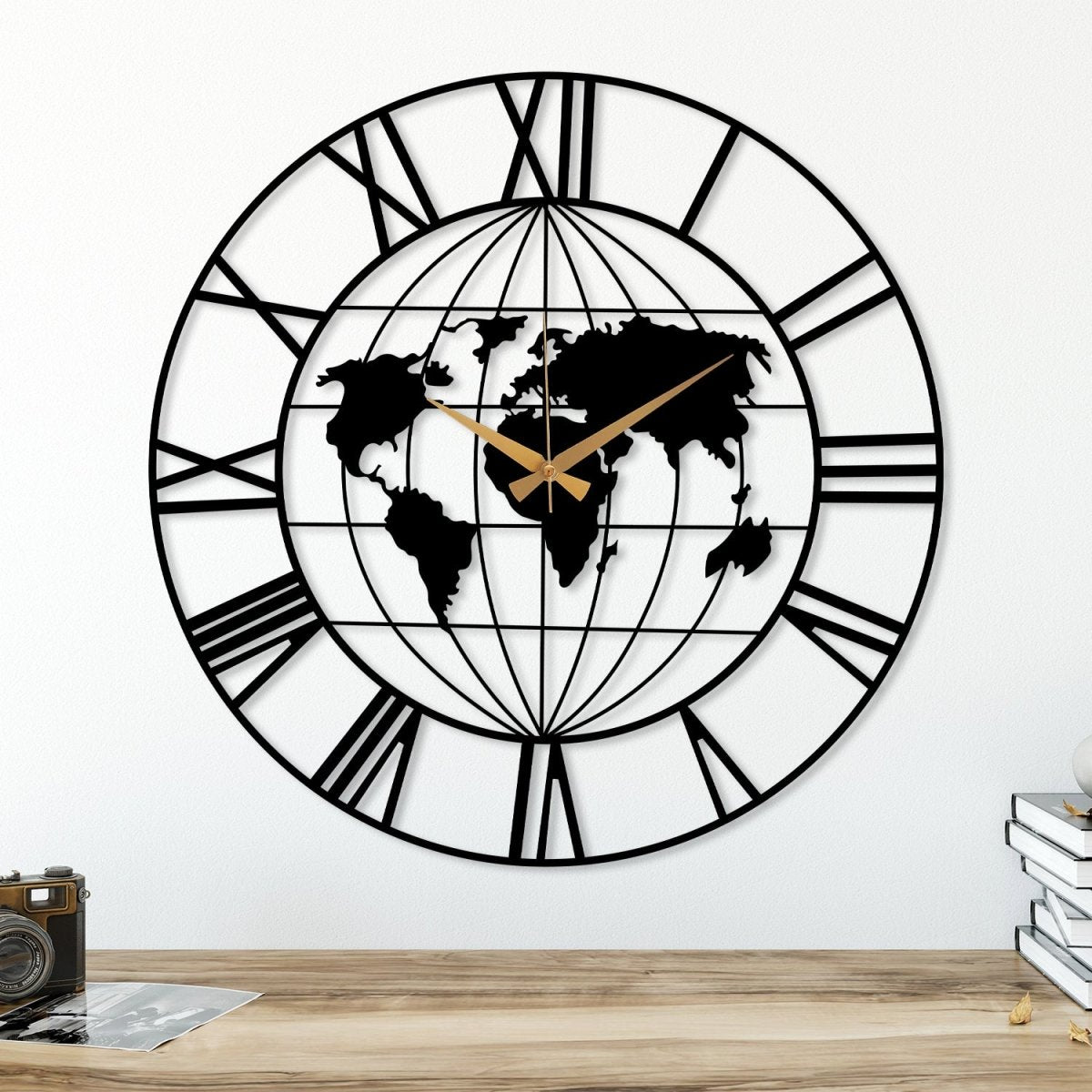 World Map Metal Wall Clock - Image 3